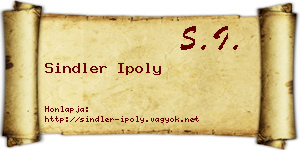 Sindler Ipoly névjegykártya